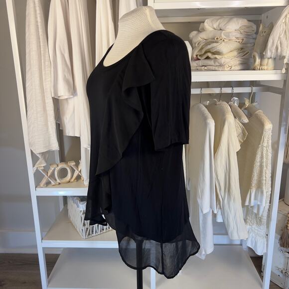 Lane Bryant sz. 14/16 women's tunic length top black, asymmetrical  #1928 - Picture 2 of 7